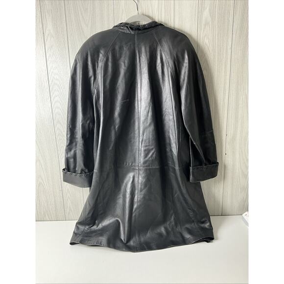 Women's XL Dero by Rocco D'Amelio Vintage Black Leather Mid Length Jacket - Picture 5 of 12